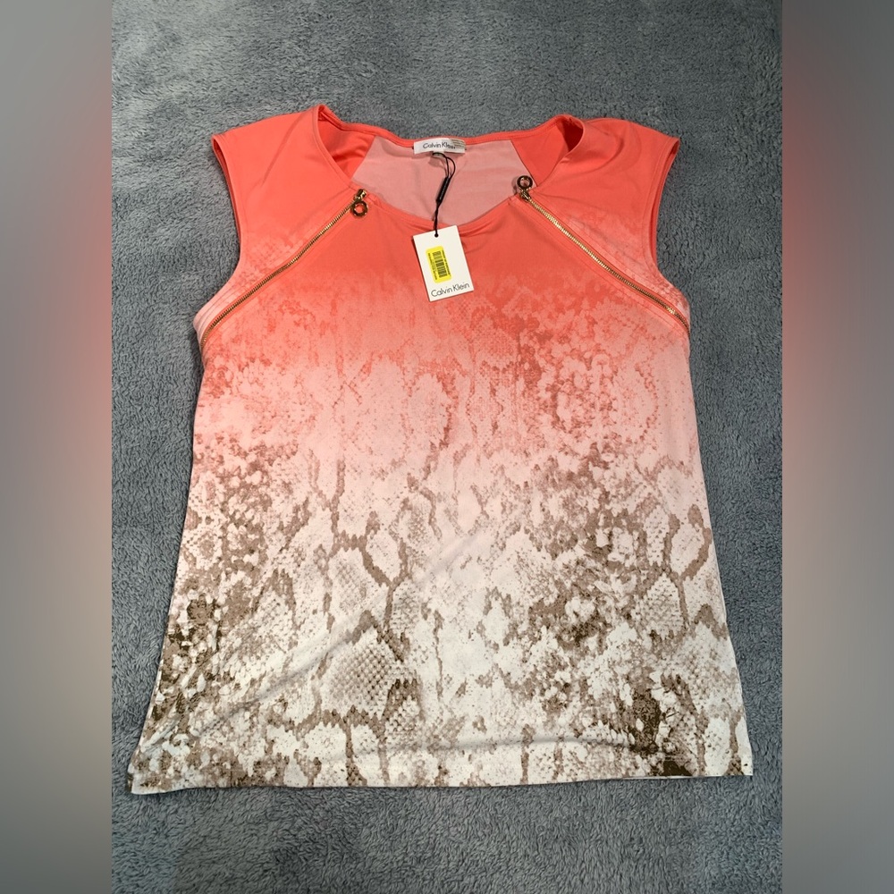 Calvin Klein Coral and Snake Print Blouse
